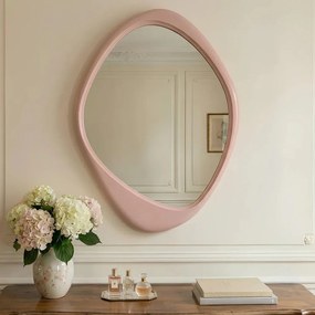 Oglinda de perete decorativa ORGANIC 90cm rosa