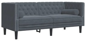 372684 vidaXL Canapea Chesterfield cu pernuțe/2 locuri, verde închis, catifea