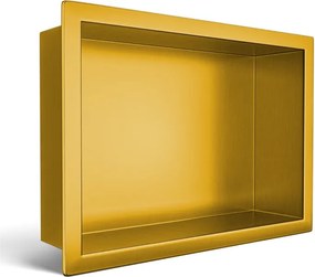 Raft incastrat dreptunghiular Balneo Wall-Box One cu rama 30x20x10 cm auriu lucios