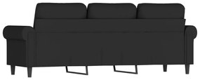 Canapea cu 3 locuri, Negru, 180 cm, catifea Negru, 212 x 77 x 80 cm