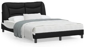 3207993 vidaXL Cadru de pat cu tăblie, negru/alb, 120x200 cm, piele ecologică