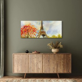 Tablou pictat cu turnul Eiffel (120x50 cm)