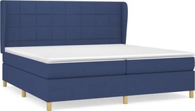 vidaXL Pat box spring cu saltea, albastru, 200x200 cm, textil