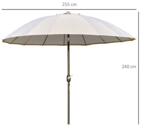 Outsunny Umbrelă de Grădină sau Terasă, Reglabilă cu Manivelă, Crem Alb, Ф255cm | Aosom Romania