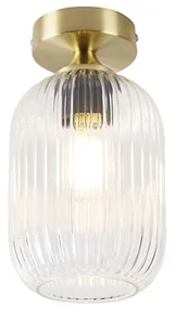 Plafonieră Art Deco alamă cu sticlă transparentă - Banci