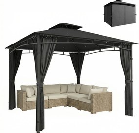 Outsunny Tonnelă de Grădină Exterior Cadru de Acoperiș Retractabil și Acoperiș Dublu UV50+Impermeabil 3x3m Gri Antracit | Aosom Romania