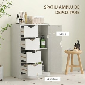 HOMCOM Mobilier Dulap Baie cu 4 Sertare si 2 Niveluri, Modern si Practic pentru Baie, Alb | Aosom Romania