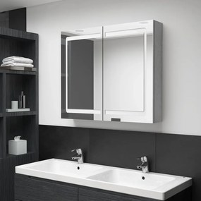 Dulap de baie cu oglinda si LED, gri, 80x12x68 cm Gri beton