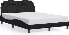 vidaXL Cadru de pat, Viana, fără saltea, negru, 140x190 cm, piele ecologică