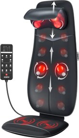 Perna de masaj Shiatsu RENPHO Neck & Back Massage Cushion - S-, 48W, 4 zone, 3 niveluri, Incalzire pana la 45°C, Reglabila, Telecomanda, Negru