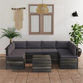 Set mobilier gradina din paleti cu perne 7 piese lemn masiv pin Antracit, 7