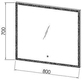 Oglinda dreptunghiulara, Kolpasan, Drava, cu iluminare LED, 80 x 70 cm