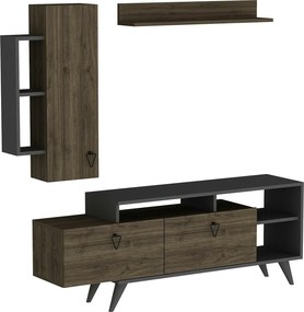 Mobilier living 505CRL1923, nuc inchis/gri antracit, PAL melaminat, 3