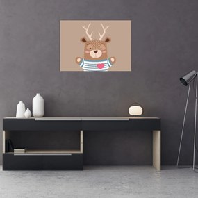Tablou pe sticlă - Cerb în cămașă cu dungi (70x50 cm)
