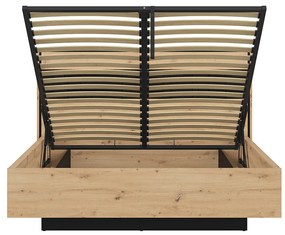 Pat matrimonial 160 cm Pont LOZ/160 (cu somiera) (Stejar artisan + Negru mat). 1063045
