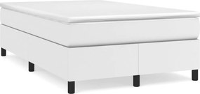 vidaXL Pat box spring cu saltea, alb, 120x200 cm, piele ecologică