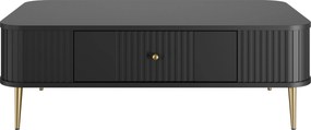 Măsuță de cafea Vesper 103x60 cm cu sertar - negru / picioare aurii