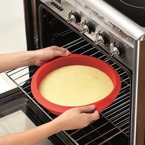 Tava de copt Lekue 1010161, Ø28 cm, -60°C/+220°C, Silicon platinat, Rosu