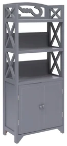 284110 vidaXL Dulap de baie, gri, 46 x 24 x 116 cm, lemn de paulownia