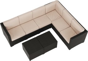 Set de grădină din rattan, 3 piese, maro/bej, RODEN