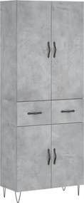 vidaXL Dulap înalt, gri beton, 69,5x34x180, lemn compozit