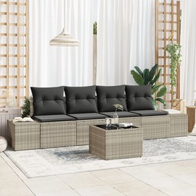 vidaXL Set de Sofa de Grădină 5 Piese cu Pernuțe Gri Deschis Ratan Poli