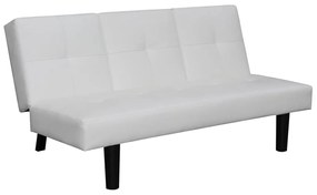 243040 vidaXL Canapea extensibilă cu masă rabatabilă, piele artificială, alb