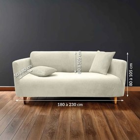 Husă crem elastică pentru canapea cu 3 locuri Sacha – douceur d'intérieur