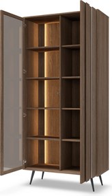 Vitrină înaltă Flaro 93 cm cu iluminare - stejar Dunin