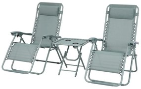 Delux 2x set șezlong și masă verde V2