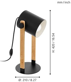 Eglo 43047 - Lampă de masă HORNWOOD 1xE27/28W/230V