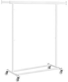 Suport pentru haine pe roti, capacitate maxima de incarcare 90kg, alb