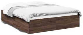 3281013 vidaXL Cadru de pat, stejar maro, 150x200 cm, lemn prelucrat