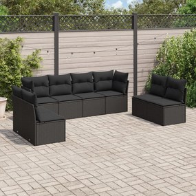 3249284 vidaXL Set mobilier de grădină cu perne, 8 piese, negru, poliratan