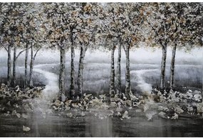 Tablou pictat manual Trees silver 80 x 120 cm