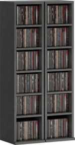 HOMCOM Set de 2 rafturi coloane dulap de depozitare CD-DVD 12 compartimente 21 x 22,5 x 88,5 cm capacitate 204 CD-uri negru | Aosom Romania