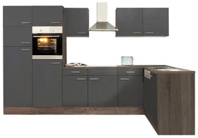 Mobilă de bucătărie de colț Yorki 340, corp din stejar Yorki, cu față antracit satinat