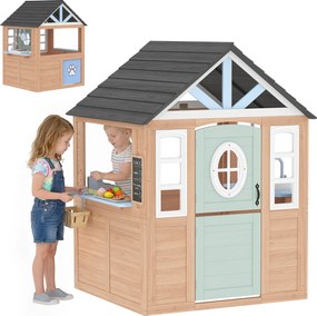 AIYAPLAY Căsuță de exterior și interior din lemn cu ușă pentru animale de companie Bucătărie de jucărie Ușă pe jumătate Lemn Natural | Aosom Romania