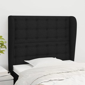 3118374 vidaXL Tăblie de pat cu aripioare, negru, 93x23x118/128 cm, textil
