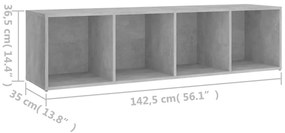 Comoda TV, gri beton, 142,5x35x36,5 cm, PAL 1, Gri beton, 142.5 x 35 x 36.5 cm