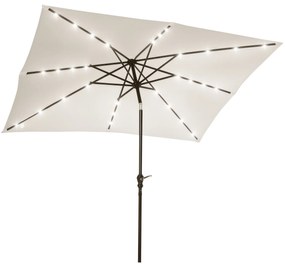 Outsunny Parasol de gradina parasol drept 3 x 2 m luminos rectangular inclinabil parasol LED solar otel poliester crem | Aosom Romania