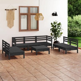 3082571 vidaXL Set mobilier de grădină, 8 piese, negru, lemn masiv de pin