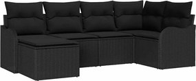 vidaXL Set de canapele pentru grădină 6 pcs Negru poliratan