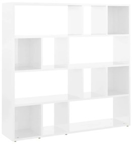 823247 vidaXL Bibliotecă/Separator cameră, alb extralucios, 105x24x102 cm