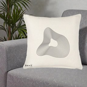 Perna Decorativa Abstract Linii Organice, 40x40 cm, Crem Reliefat, Husa Detasabila, Perna Inclusa, BEKZ®