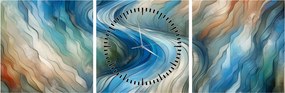 Tablou - Curent abstract (cu ceas) (90x30 cm)