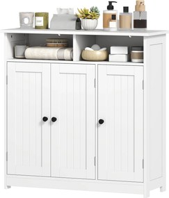 HOMCOM Dulap de Baie Îngust cu 3 Uși 2 Compartimente Deschise Poliță Reglabilă 85x30x85 cm Alb | Aosom Romania