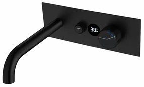 Baterie de baie incastrata cu afisaj temperatura, culoare negru mat, Digital Form Negru