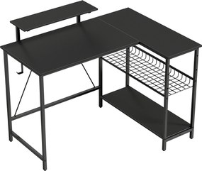 HOMCOM Birou gaming reversibil, birou de colț, suport pentru monitor, etajeră din plasă reglabilă, 114,5x82x91,5cm, negru | Aosom Romania