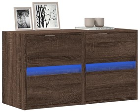 vidaXL Comodă TV de perete cu LED, 2 buc. stejar maro, 41x31x45 cm